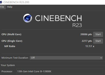 Performances de l'Intel Core i9-13900K dans Cinebench R23. (Source : @TUM_APISAK sur Twitter)
