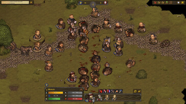 Une image représentant une bataille entre deux armées dans Battle Brothers.