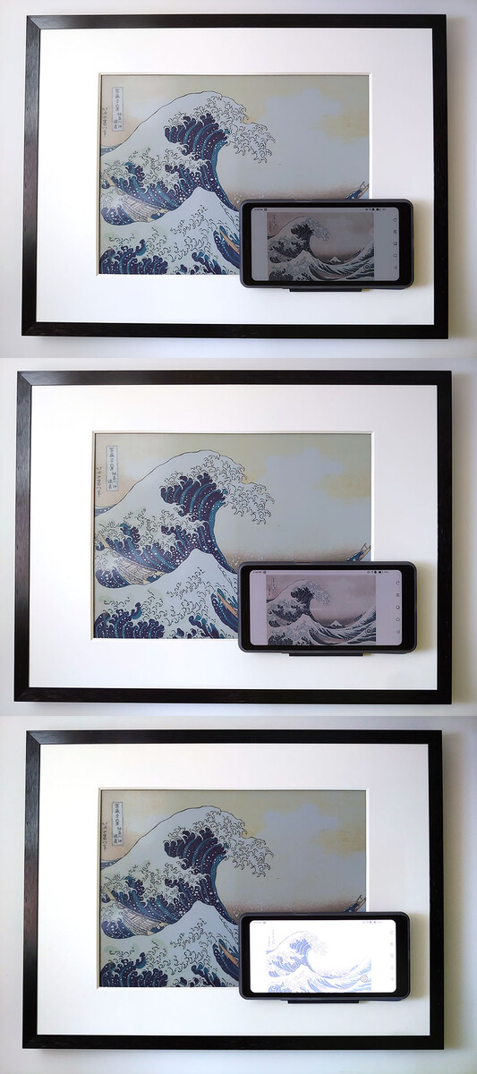 Niveaux de luminosité 0, 16 et 32. Fenêtre ombrée. (Boox s'efface sur la photo, mais semble parfait dans la réalité)