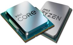 La série Alder Lake a donné de bons résultats face aux puces Zen 3 d&#039;AMD, vieilles d&#039;un an. (Image source : Intel/AMD - édité)