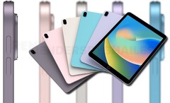 Une récente fuite de rendu CAO a conduit les concepteurs à imaginer l&#039;iPad 2022 dans une gamme de couleurs. (Image source : RendersByShailesh - édité)
