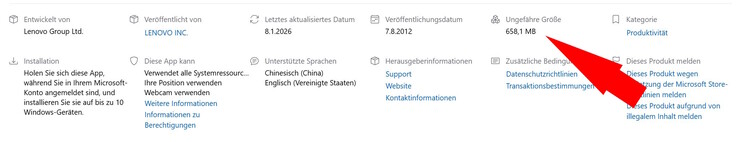 Lenovo Vantage : 650 Mo