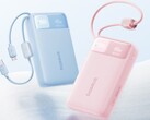 La batterie externe Baseus EnerFill FC11 en bleu et rose.