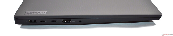 A gauche : Alimentation Tip Slim, 2x Thunderbolt 4, HDMI 2.1, prise audio 3.5 mm