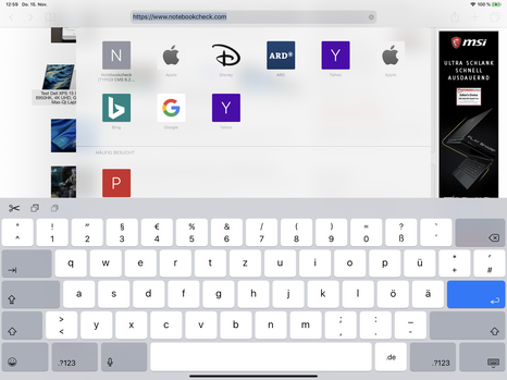 Apple iPad Pro 12.9 - Clavier en mode paysage.