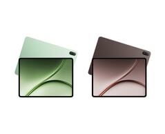 OnePlus Pad 3 Pro, disponible en deux coloris : marron foncé et vert clair.