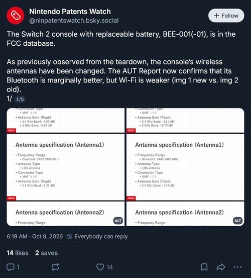 Les documents déposés auprès de la FCC pour la console Switch 2 dévoilés