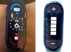Les prétendues photos espions du Xiaomi Mi Band 6 montrent l'écran lumineux plein écran de l'appareil. (Image source : Weibo - édité)