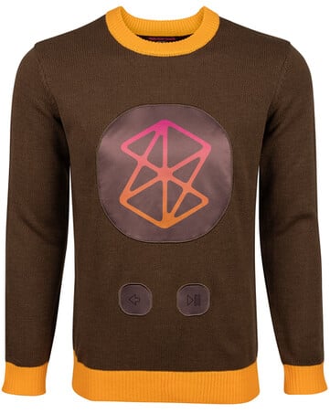 Le pull Zune Holiday Sweater comporte un grand patchwork du logo Zune sur la poitrine (source : Microsoft)