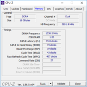 HP Pavilion Gaming 15t - CPU-Z : mémoire vive.