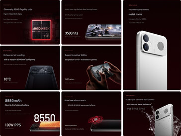 Principales caractéristiques du gaming phone (traduit de l'anglais)