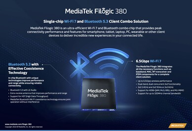 MediaTek Filogic 380 - Caractéristiques. (Source : MediaTek)