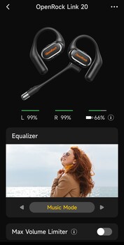 L'application OpenRock Link 20 permet de personnaliser ses paramètres. (Source de l'image : Notebookcheck)