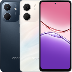 Le smartphone Oppo A5x 5G est disponible en bleu nuit et en blanc laser (Image source : Oppo)