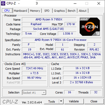 Overclock de l'AMD Ryzen 9 7950X single-core (image via TUM_APISAK)