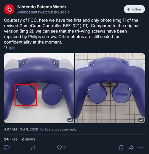 Des photos FCC de la manette GameCube pour Switch 2 dévoilées