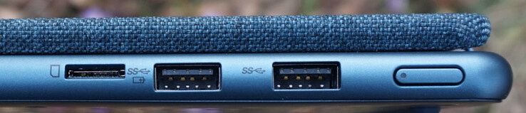 Connexions à droite : emplacement microSD, 2x USB-A (5 Gbit/s)