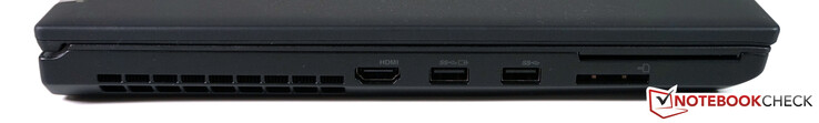 Côté gauche : HDMI 2.0, 2 USB A 3.1 Gen 1, lecteur de carte SD 4-en-1, lecteur de carte à puce.
