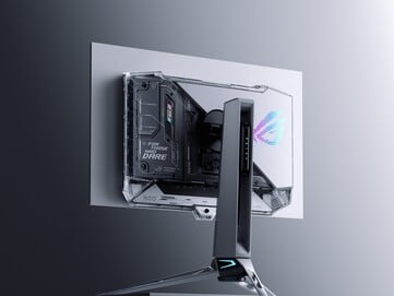 Le ROG Swift OLED PG27AQWP-W est doté d'un dos transparent unique. (Source de l'image : Asus)