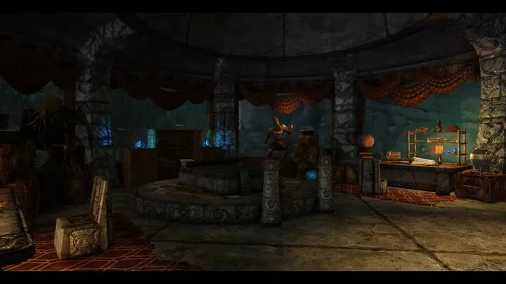 Une image montrant une scène du mod Call of the Deep pour Skyrim. (Source de l'image : arminZX12)