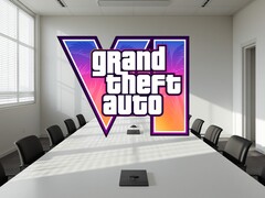 Le logo de GTA 6 affiché dans une salle de conférence