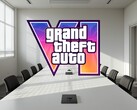 Le logo de GTA 6 affiché dans une salle de conférence
