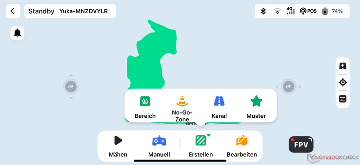 La configuration et la cartographie ont bien fonctionné lors du test Mammotion Yuka Mini et offrent de nombreuses possibilités