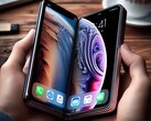 Un iPhone pliable (peut-être semblable à ce rendu généré par l'IA) pourrait être lancé l'année prochaine, selon JPMorgan. (Source de l'image : AI-generated)