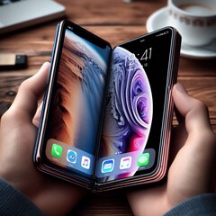 Un iPhone pliable (peut-être semblable à ce rendu généré par l'IA) pourrait être lancé l'année prochaine, selon JPMorgan. (Source de l'image : AI-generated)