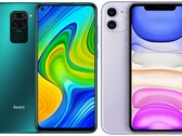 Le Redmi Note 9 et le Apple iPhone 11 sont deux des smartphones les plus vendus au monde. (Source de l'image : Xiaomi/Apple - édité)