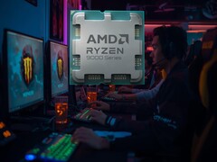 CPU AMD Ryzen 7 9800X3D présenté dans un cybercafé (Source de l'image : AMD avec modifications)
