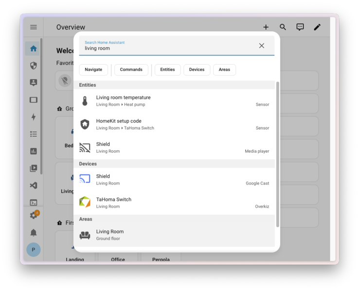 La nouvelle fonction de recherche rapide du Home Assistant