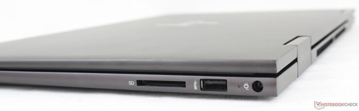 Droit : Lecteur de carte SD, USB-A 10 Gbps, adaptateur CA