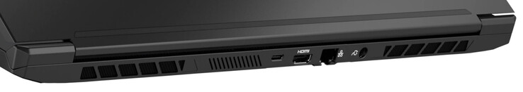 Arrière : USB 3.2 Gen 2 (Type C ; Displayport), HDMI 2.1, Gigabit Ethernet, connecteur d'alimentation