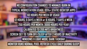Paramètres de combustion du moniteur OLED Monitors Unboxed. (Source de l'image : Monitors Unboxed sur YouTube)