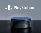 Logo PlayStation visible au-dessus des disques PS5 sur le bureau