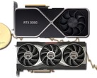 Les prix de détail des GPU RTX 30 et RX 6000 ont baissé en fonction de la valeur marchande d'Ethereum. (Image source : Nvidia/AMD/Unsplash/Coinbase - édité)