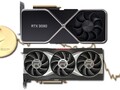 Les prix de détail des GPU RTX 30 et RX 6000 ont baissé en fonction de la valeur marchande d'Ethereum. (Image source : Nvidia/AMD/Unsplash/Coinbase - édité)