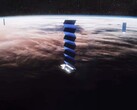 Vue d'artiste des satellites Starlink. (Source de l'image : SpaceX)