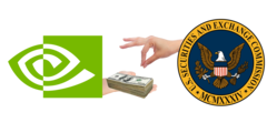NVIDIA a réglé une affaire avec la SEC pour 5,5 millions de dollars US. (Image via NVIDIA et U.S. SEC w/ edits)