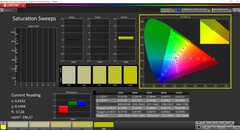 Saturation CalMAN calibrée (profil TrueColor : Display-P3)