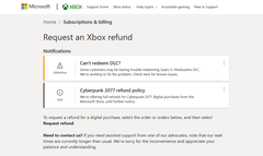 Vous pouvez maintenant vous faire rembourser le Cyberpunk 2077 sur Xbox. (Source : Microsoft)