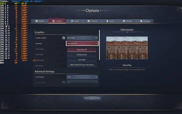 Le menu graphique comprend des upscalers et des préréglages de qualité