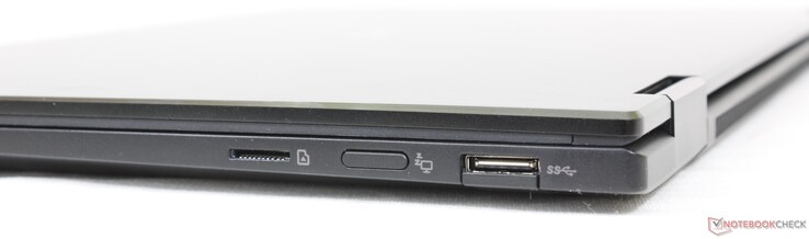 Droite : Lecteur microSD, bouton d'arrêt de l'affichage, USB-A 3.2 Gen. 2