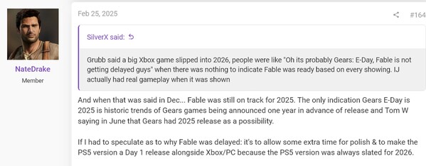 NateTheHate2 commente Fable reboot version PS5 (Image source : screenshot, NateDrake@ResetEra forums)