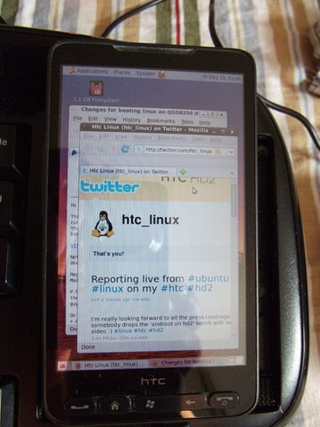 Ubuntu démarrant sur le HTC HD2. (Source de l'image : r/linux sur Reddit)