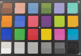 OnePlus 7 Pro - ColorChecker Passport : la couleur de référence se situe dans la partie inférieure de chaque bloc.