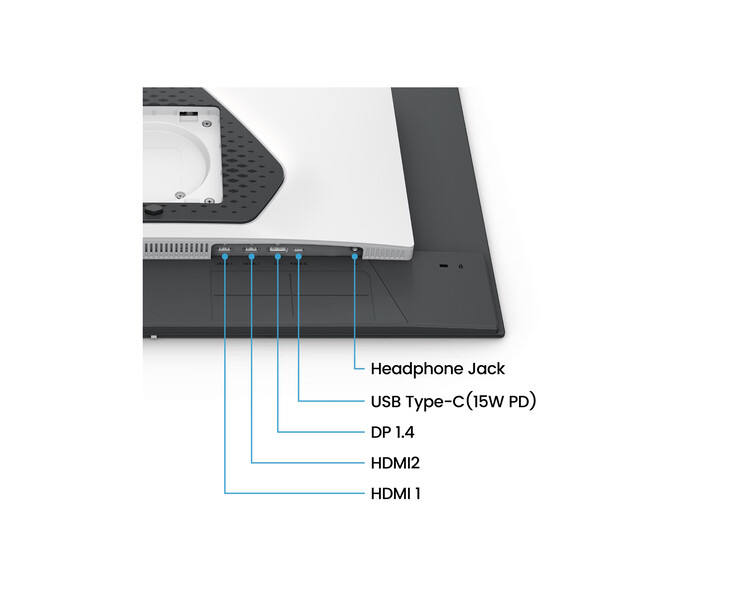 Les options de connectivité physique de l'écran comprennent deux ports HDMI 2.1 et un port DisplayPort 1.4, ainsi que deux haut-parleurs intégrés de 2 W chacun.
