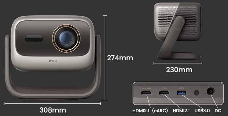 JMGO N3 Ultimate dimensions et ports.