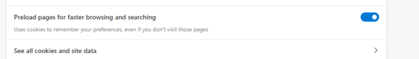 Préchargement ? Mais je ne veux pas de cookies de sites web que je ne visiterai jamais (Source de l'image : capture d'écran)